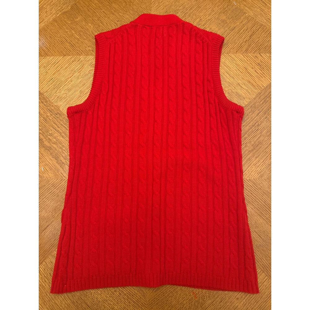 Vintage 1970s Montgomery Ward Red Button Front Women's Sweater Vest Medium - Picture 3 of 6